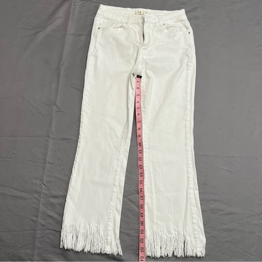 CHARLIE B White Fringed Flare Jeans